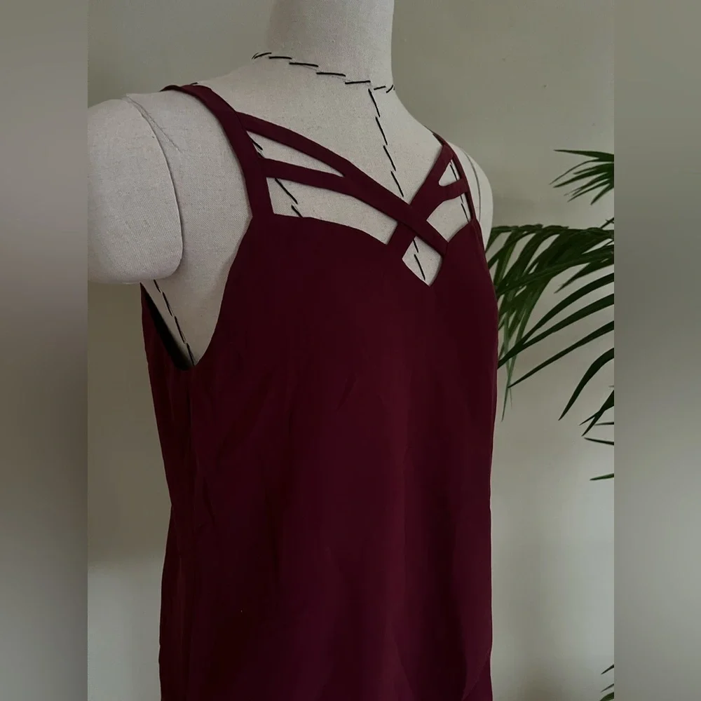 Naked Zebra Heartbeeps Strappy Cami Top | Burgundy Wine Color | Size S